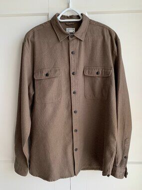 Frank & Oak Organic Cotton Men's Long Sleeve Waffle Botton Down Shirt Size L